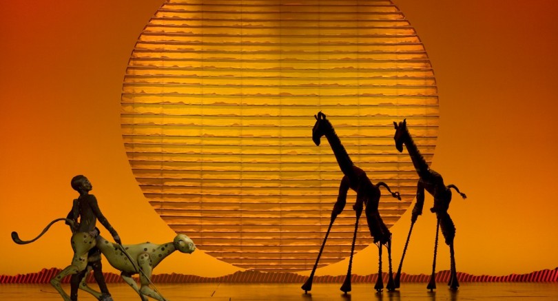 Circle of Life Cheetah and Giraffes. Photo by Joan Marcus